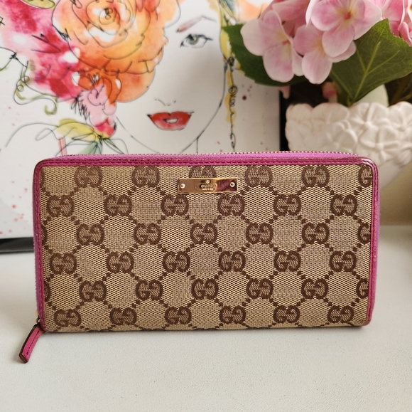 Gucci Handbags - GUCCI GG Logo Canvas Zip Around Wallet
